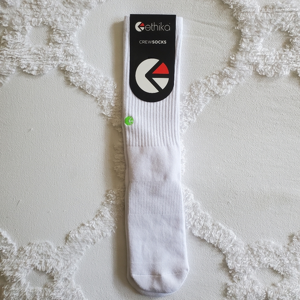 Ethika White Crew Socks, Large